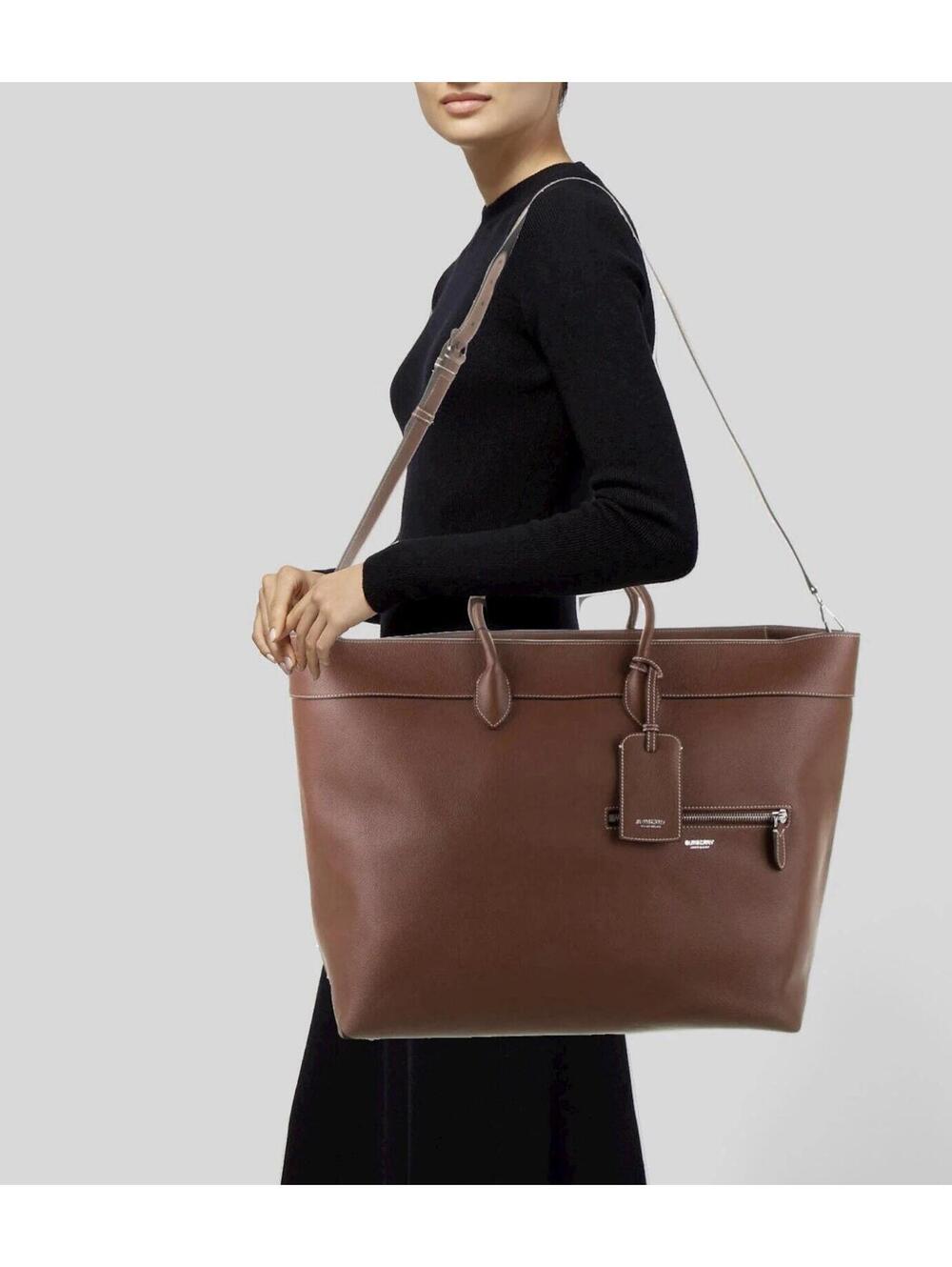 Burberry Tan Sanford Grainy Leather Holdall Tote